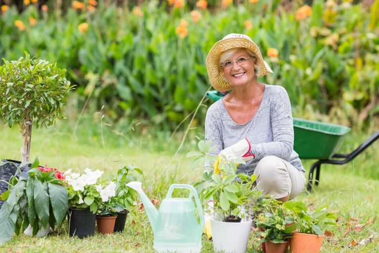 woman enjoying the benefits of soil