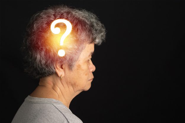 Dementia in senior people. Memory loss. Awareness of Alzheimer's