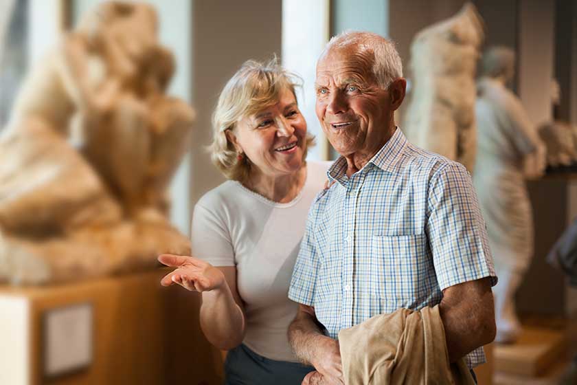 Couple looking at exhibits Couple looking at exhibits