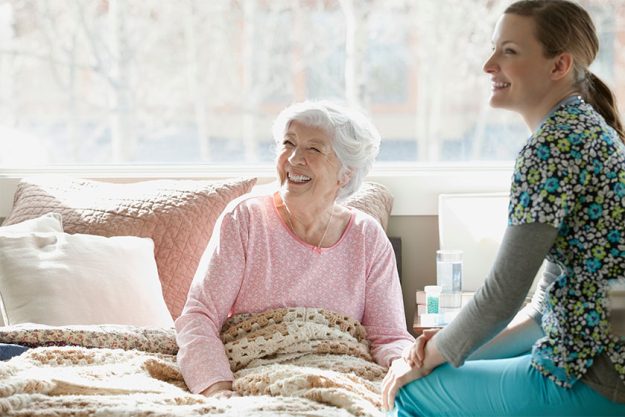 Home care nurse and elderly patient