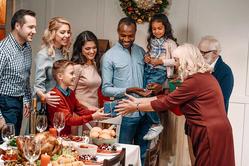Large family celebrating christmas