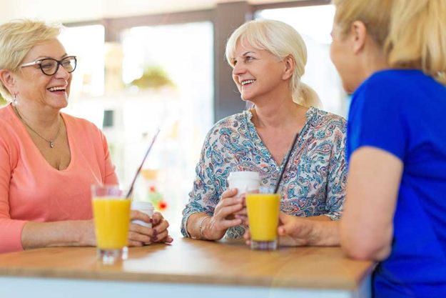 Senior friends having good time together