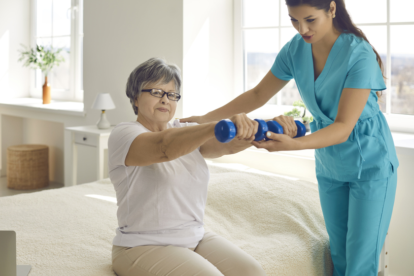 Physiotherapist or home care nurse helping senior woman do rehabilitation exercise How Senior Care In Arcadia, FL Can Benefit Stroke Survivors