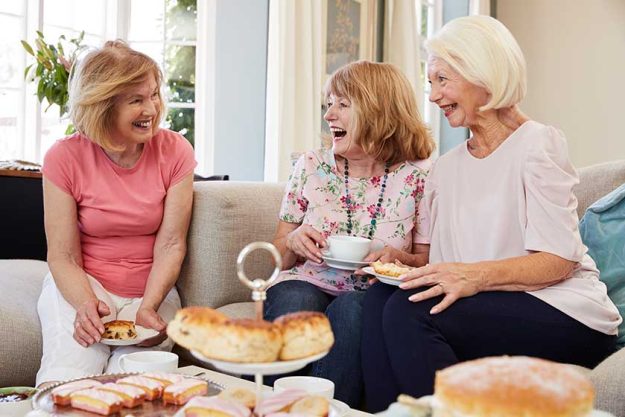 Senior Friends Enjoying Afternoon Tea