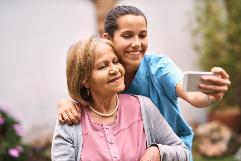 I want to capture all our memories. a caregiver taking a selfie with a senior patient outside. I want to capture all our memories. a caregiver taking a selfie with a senior patient outside.