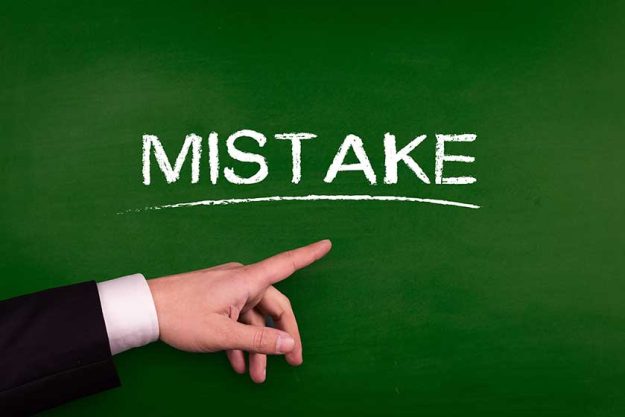 Businessman pointing on mistake
