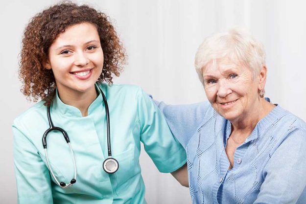 Nurse caring about senior lady Nurse caring about senior lady