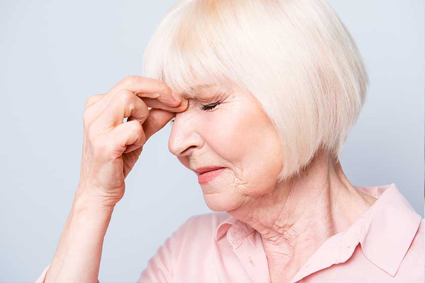 old adult caucasian lady feeling headache old adult caucasian lady feeling headache