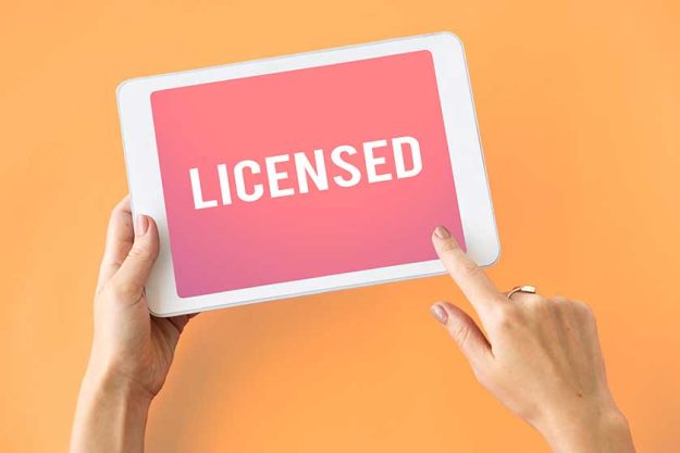 Person holding digital tablet