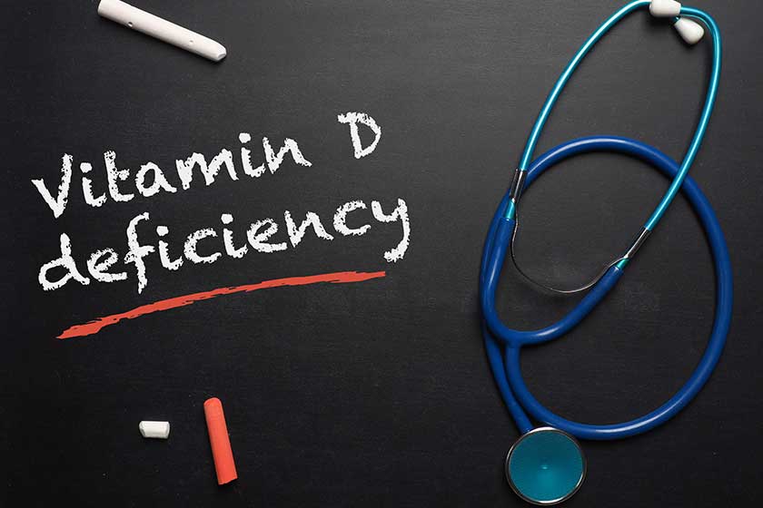 Blackboard with the words Vitamin D deficiency and a stethoscope, medical or health care concept Blackboard with the words Vitamin D deficiency and a stethoscope, medical or health care concept
