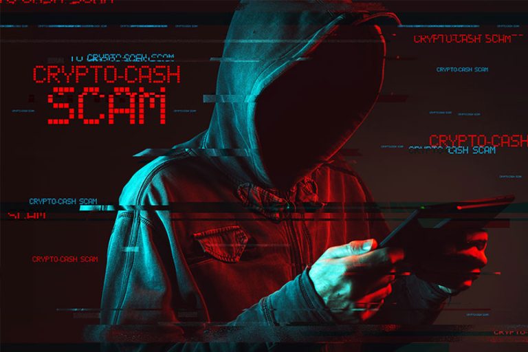 Crypto cash concept with faceless hooded male Crypto cash concept with faceless hooded male