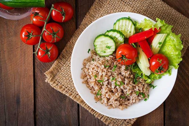 porridge with fresh vegetables and lettuce healthy breakfast proper nutrition dietary menu porridge with fresh vegetables and lettuce healthy breakfast proper nutrition dietary menu
