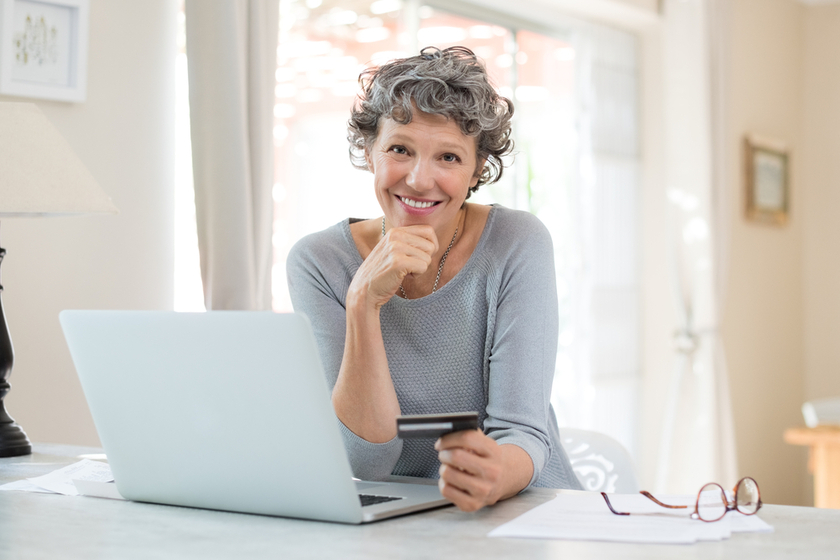 Senior woman shopping online