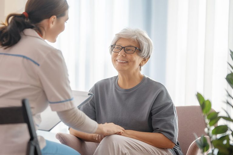 Female patient listening doctor hospital
