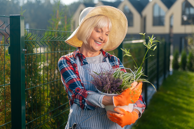 Nice retired involved woman enjoying a warm day
