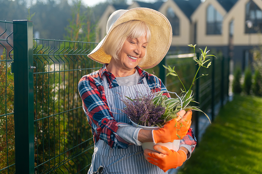 Nice retired involved woman enjoying a warm day
