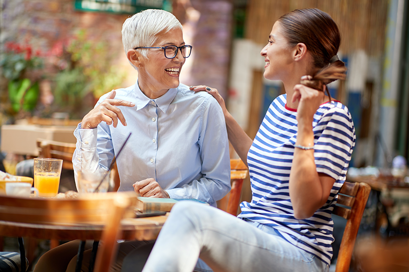 two female friends different generations two female friends different generations
