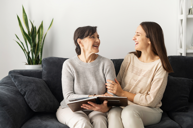 a senior mother and an adult daughter a senior mother and an adult daughter