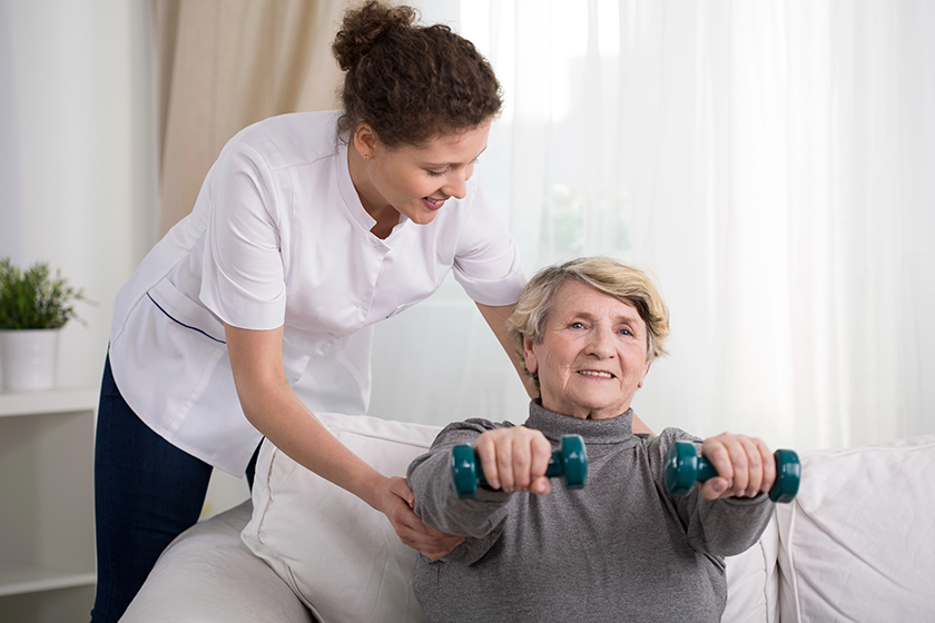 old woman training old woman training