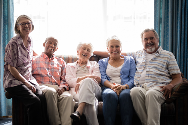senior people sitting on couch