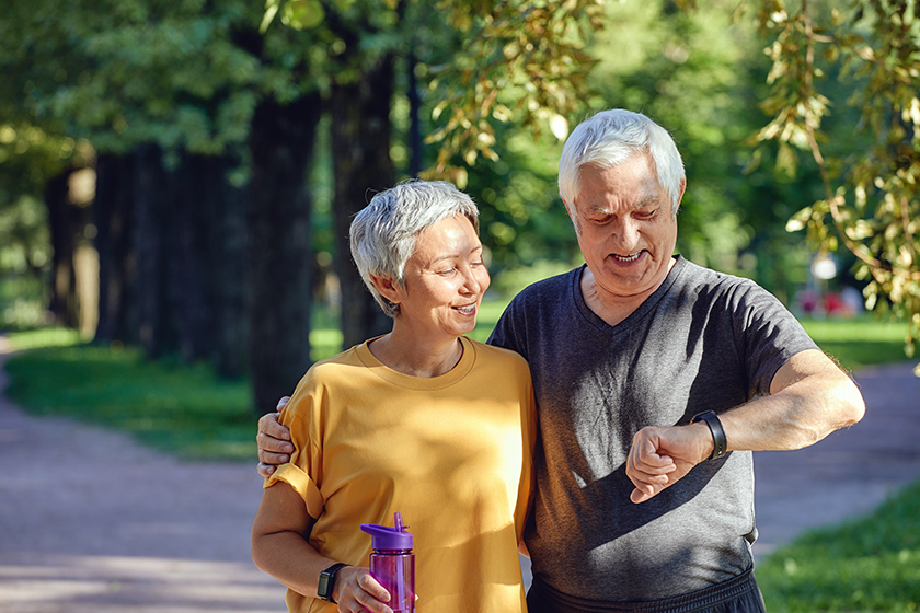 aged couple work out summer