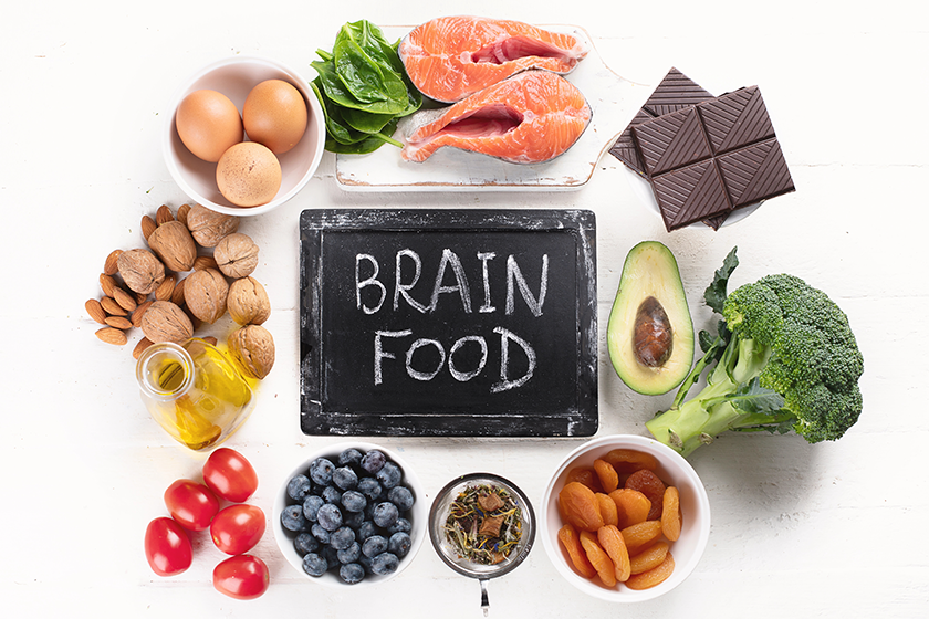 top view arrangement food brain memory healthy eating