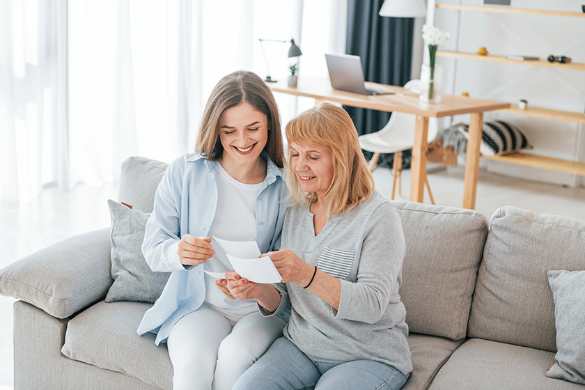 looking old photos mother daughter together