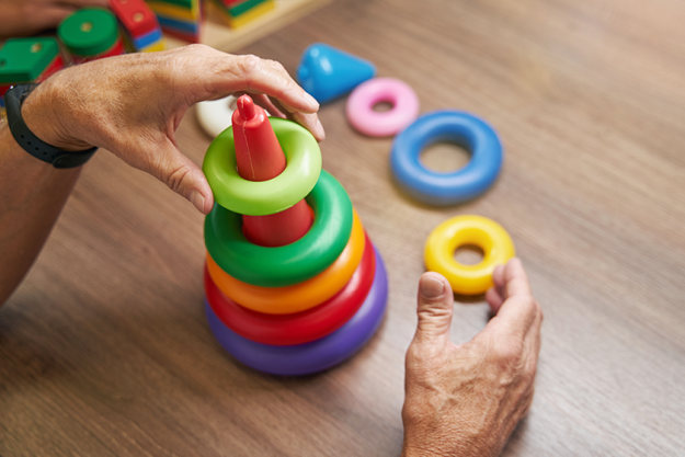 mature man recovering motor skills