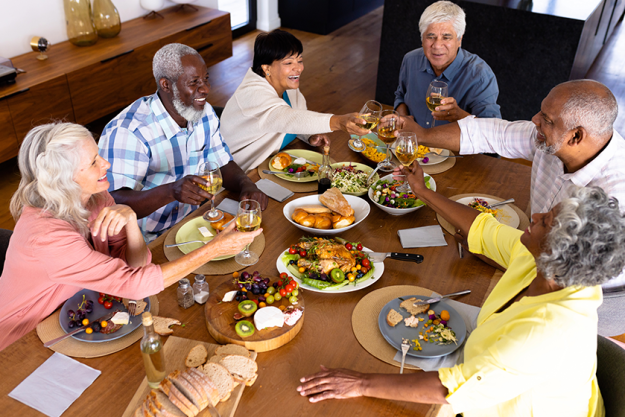 high angle view multiracial senior friends high angle view multiracial senior friends