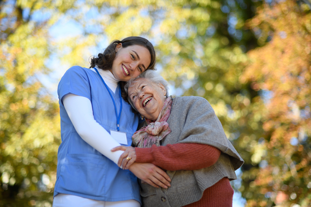 portrait nurse elderly woman walk park portrait nurse elderly woman walk park