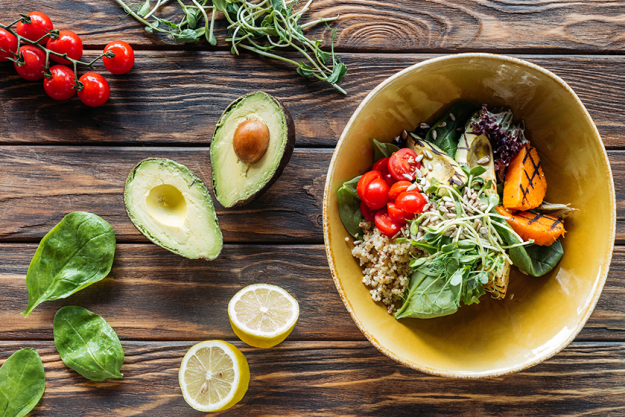 flat lay vegetarian salad grilled vegetables flat lay vegetarian salad grilled vegetables