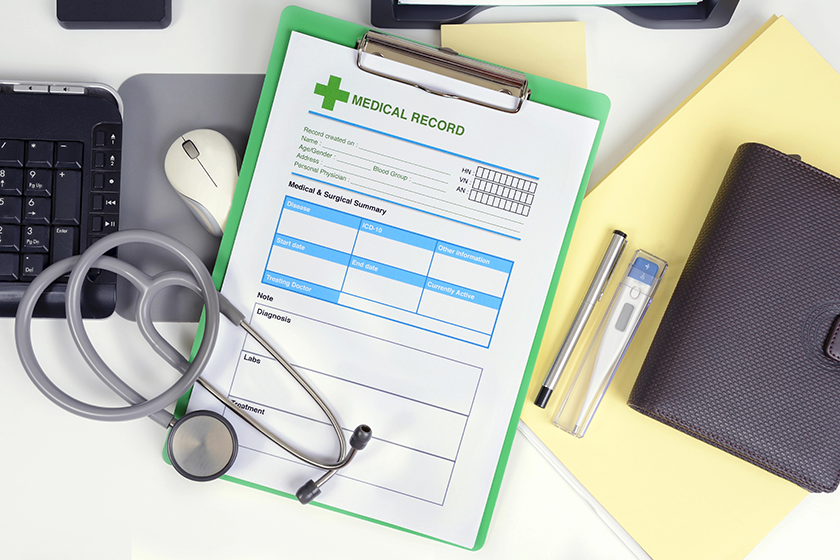 medical record on desk medical record on desk