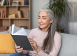 smiling pretty caucasian elderly gray haired female
