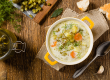 traditional cucumber soup with pickled cucumbers